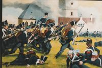 Schlacht bei Belle Alliance Waterloo &Ouml;l auf Leinwand 200 x 100 cm